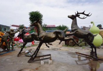 東湖戶外小鹿批發(fā)，動物雕塑，梅花鹿銅雕塑供求